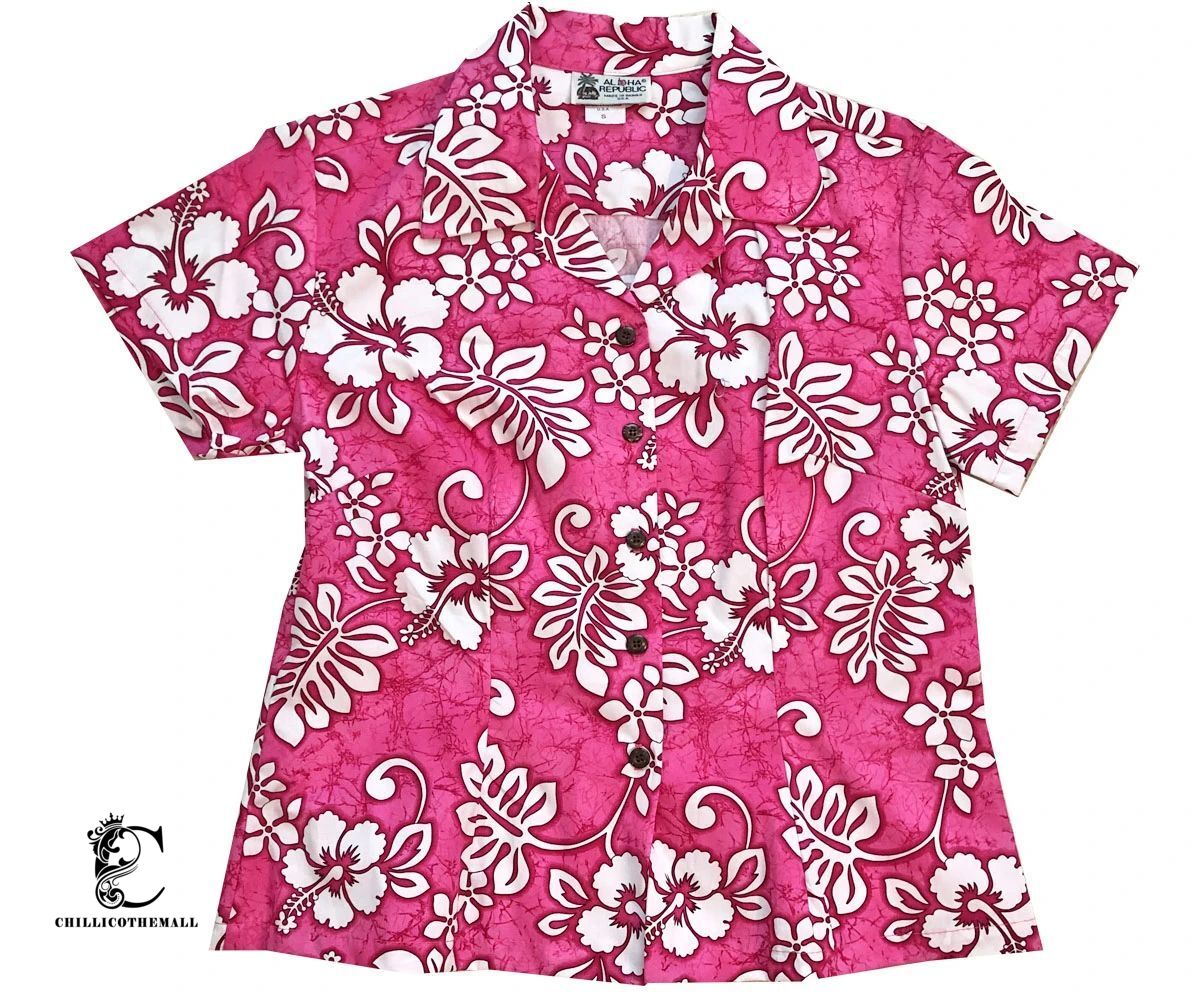 Tropic Flavor Pink Fitted Women’S Hawaiian Shirt