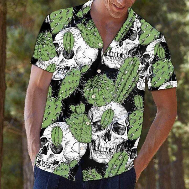 Beach Shirt Skull And Cactus Hawaiian Aloha Shirts- Chillicothemall