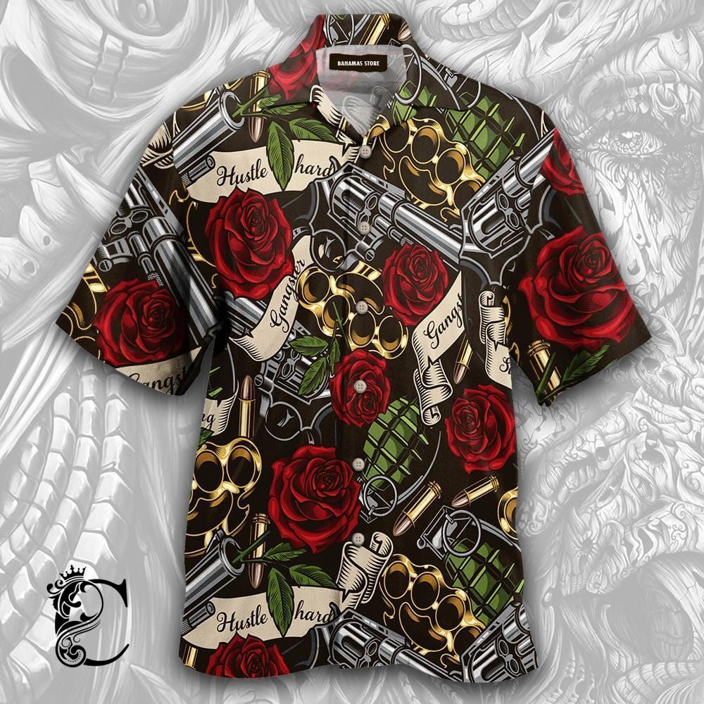 Amazing Tattoo Gun Gangster Rose Aloha Hawaiian Shirts