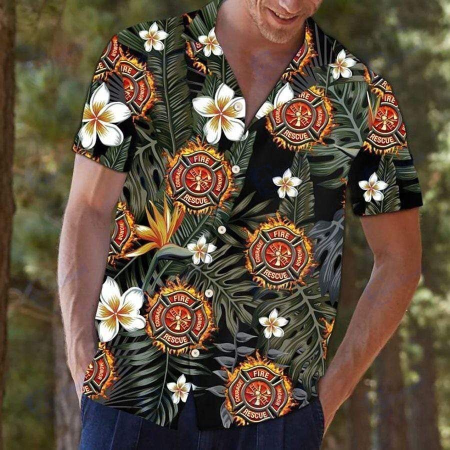 Beach Shirt Shop Hawaiian Aloha Shirts Firefighter Dh- Chillicothemall