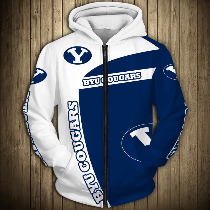 Brigham Young Cougars Zip Up Hoodie 3D