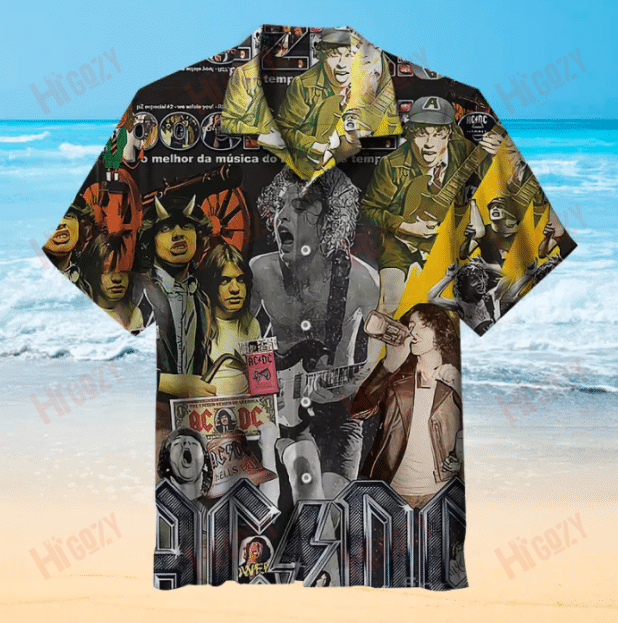 Ac/Dc Band Poster For Man And Woman Print Short Sleeve Hawaiian Shirt