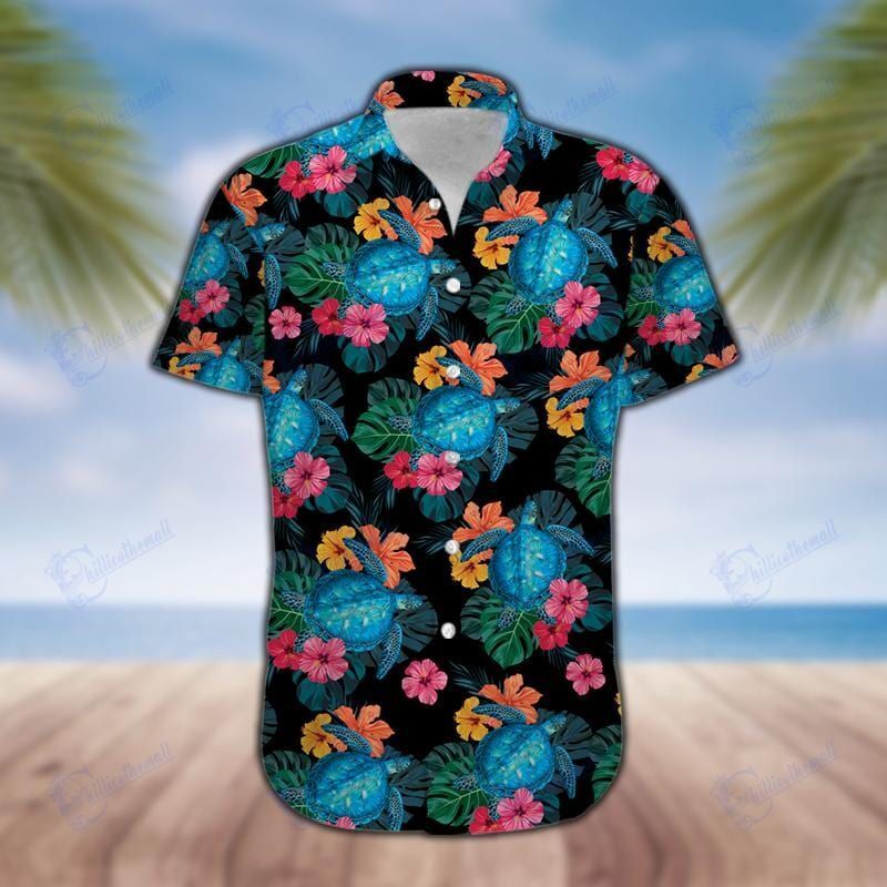 Turtles Hibiscus Tropical Hawaiian Aloha Shirts