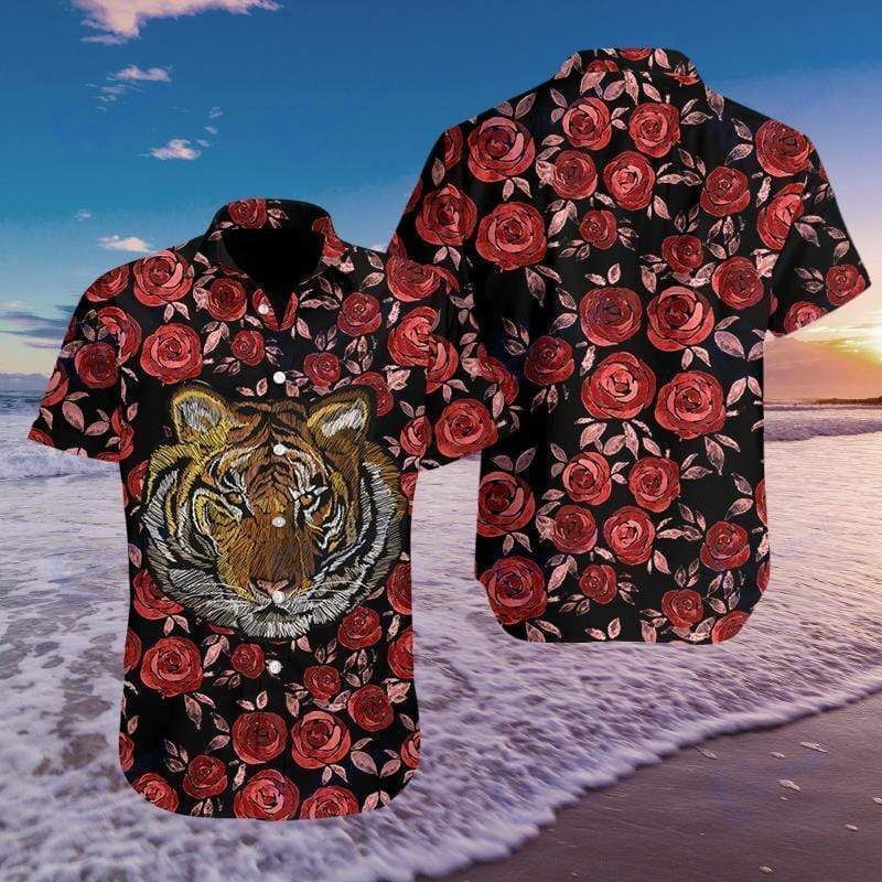 Beach Shirt Hawaiian Aloha Shirts Tiger Rose 3108H- Chillicothemall