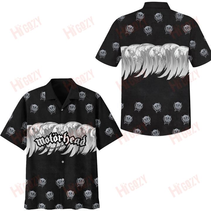 Beach Shirt Motorhead Black Hawaiian Aloha Shirts, Motorhead Logo Short Sleeve Shirt