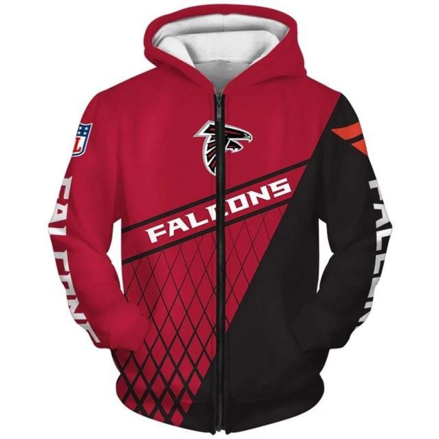 Atlanta Falcons Zip Up Hoodie With Hooded Long Sleeves