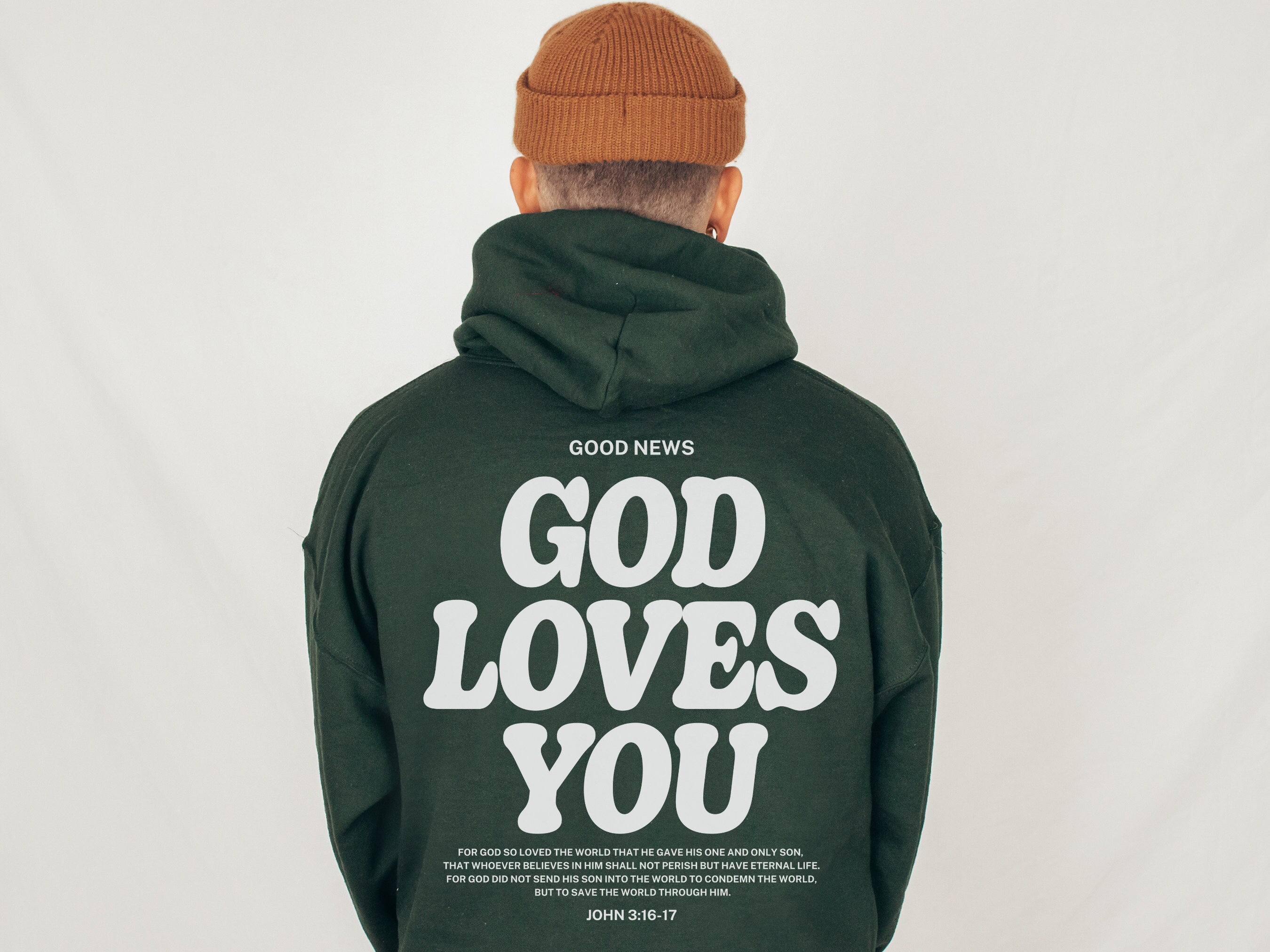 Aesthetic Christian Hoodie For Men, God Loves You, Bible Verse Sweatshirt, Jesus Church Shirt, Christian Streetwear Apparel, Christian Gift