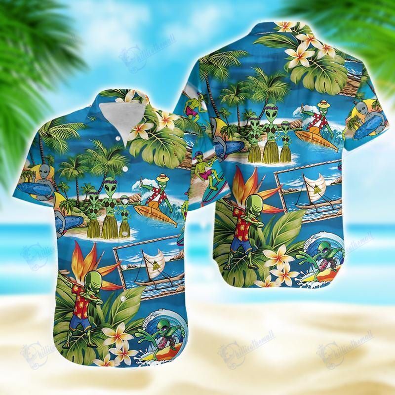 Amazing Alien Summer Tropical Hawaiian Aloha Shirts