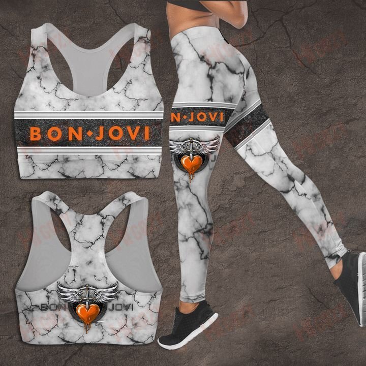 Bon Jovi Grey Bra Leggings Set, Bon Jovi Designs Bra, Bon Jovi Leggings, Running Tracksuit Yoga Set Sports Bra Fitness Leggings Seamless