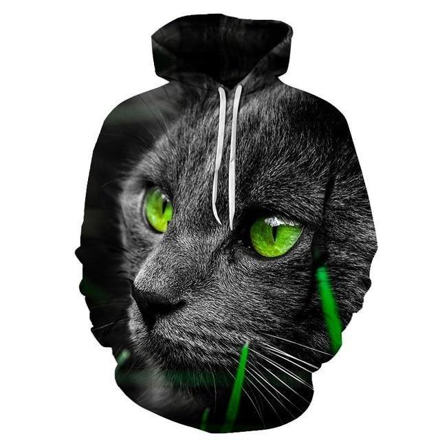 Big Green Eyes Cat Hoodie