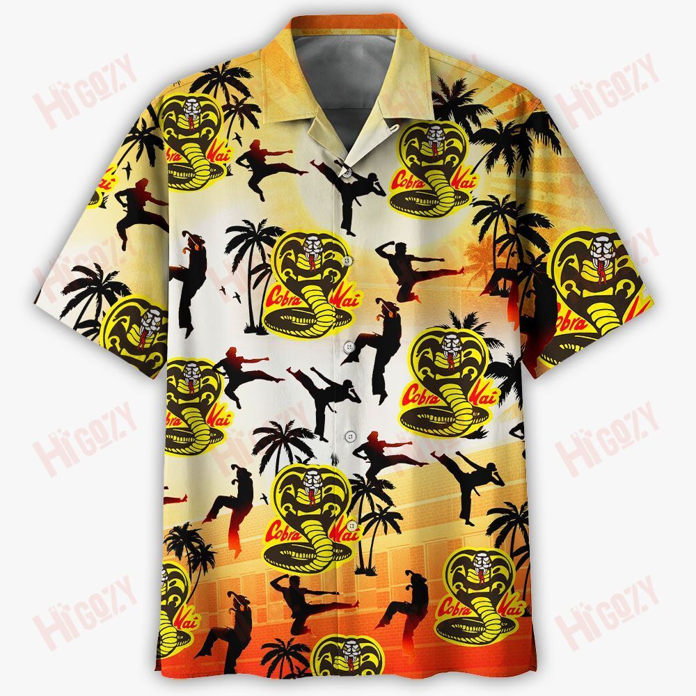 Beach Shirt Cobra Kai Metal Snake Logo Hawaiian Aloha Shirts, Cobra Kai Short Sleeve Shirt