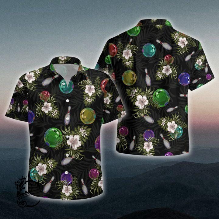 Black Bowling Tropical Unisex Hawaiian Shirts