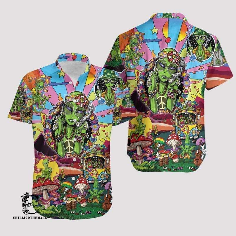 Beach Shirt Buy Alien Hippie Hawaiian Aloha Shirts- Chillicothemall