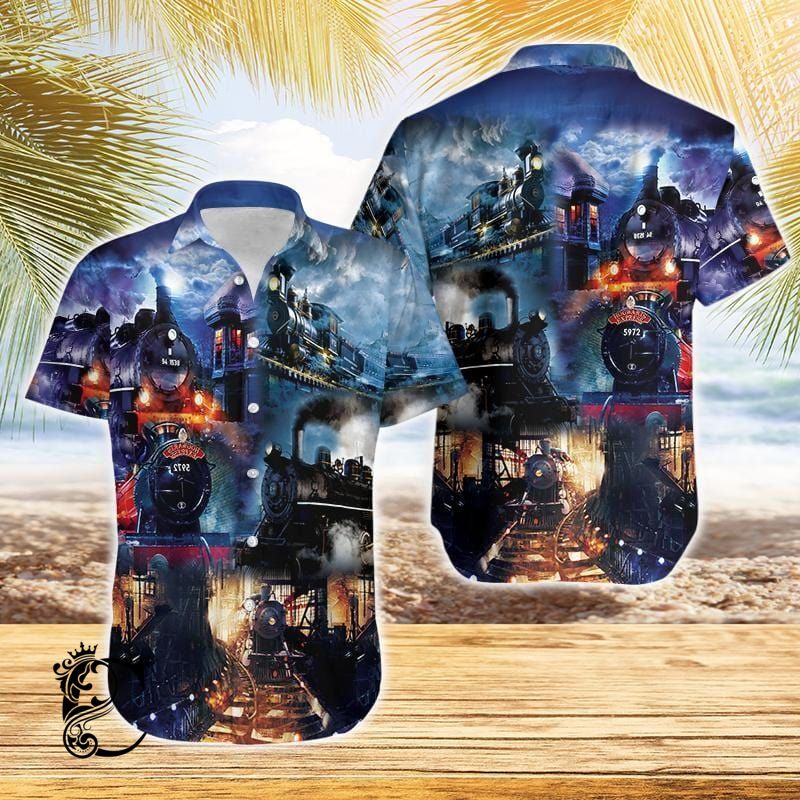 Amazing Train In Darkness Unisex Hawaiian Shirts