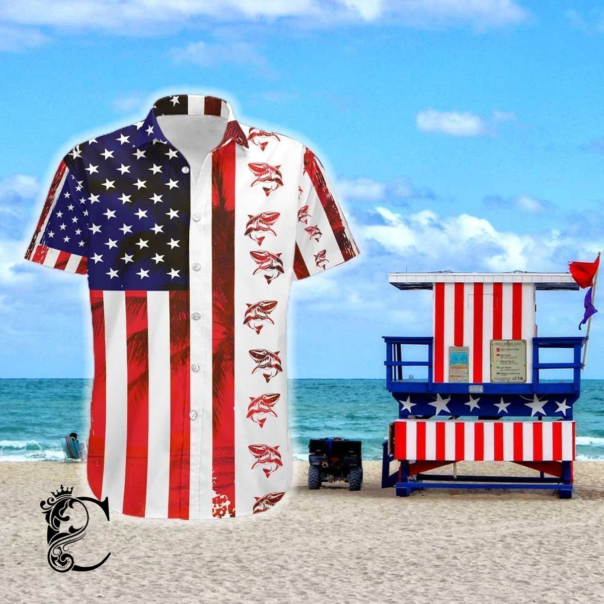 Beach Shirt Get Now Shark Flag Hawaiian Shirt- Chillicothemall