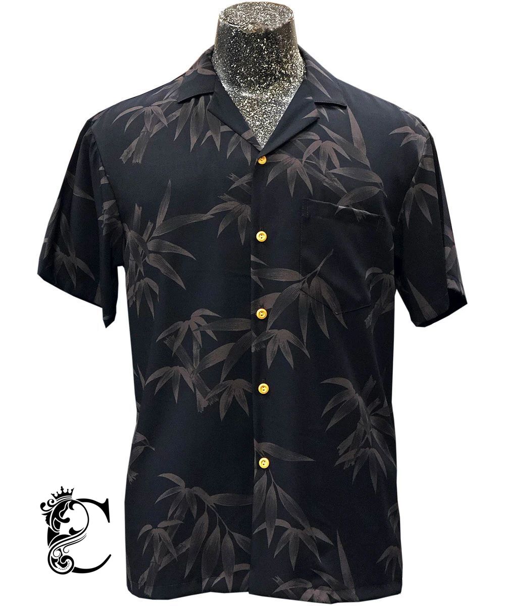 Bamboo Garden Black Hawaiian Shirt