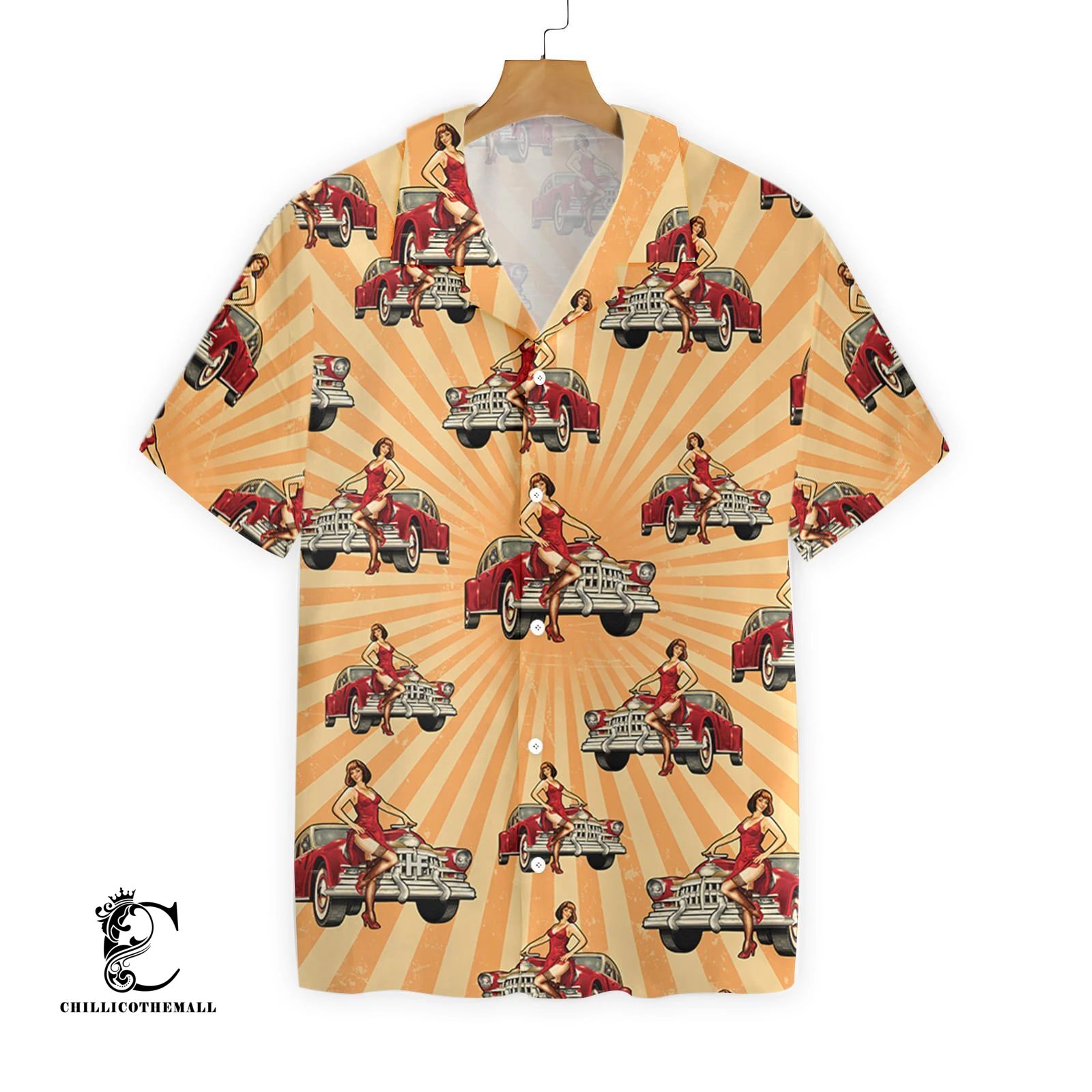 Vintage Car And Chick For Dinner Ez26 3010 Hawaiian Shirt