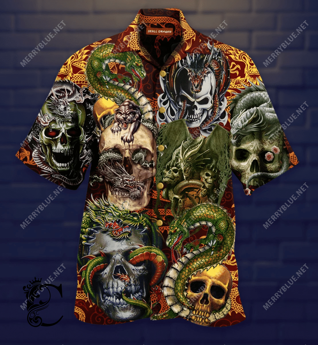 Beach Shirt Buy Skull Dragon Unisex Hawaiian Shirt- Chillicothemall