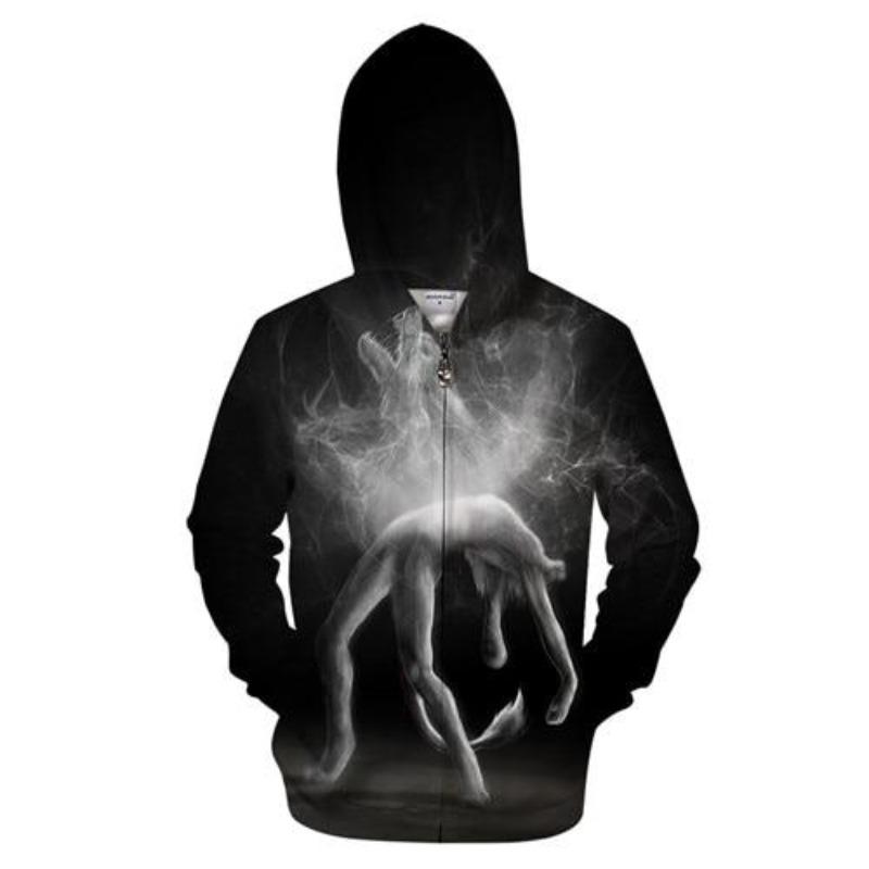 Black & White Spell Zip-up Hoodie